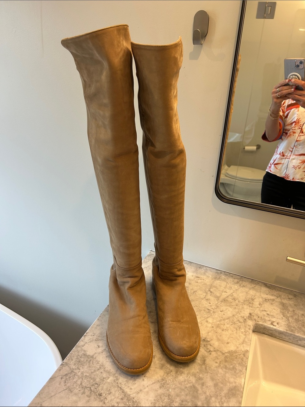 Stuart Weitzman Women’s Tall Leather Boots in tan